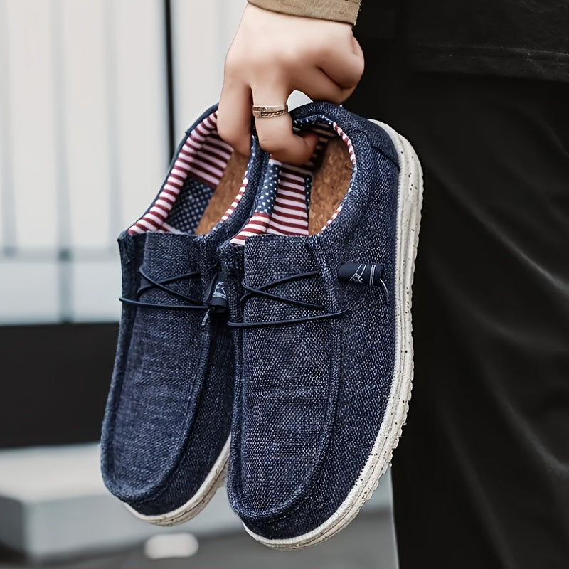 Men's Casual Slip-on Canvas Loafers - Comfortable Casual Sports Shoes Brown, Soft Fabric Upper And EVA Sole, Perfect for Casual Dressing And Outdoor Activities Holiday Shoes | Round Toe Design | Canvas Upper