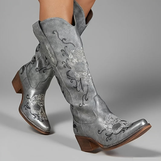 Trendy Western Embroidered Cowboy Boots - Unique Skull Design Stylish Intricate Embroidery Shoes for Women,, Boots for Women, Cow Boots, Local Wearhouse, Women Shoes