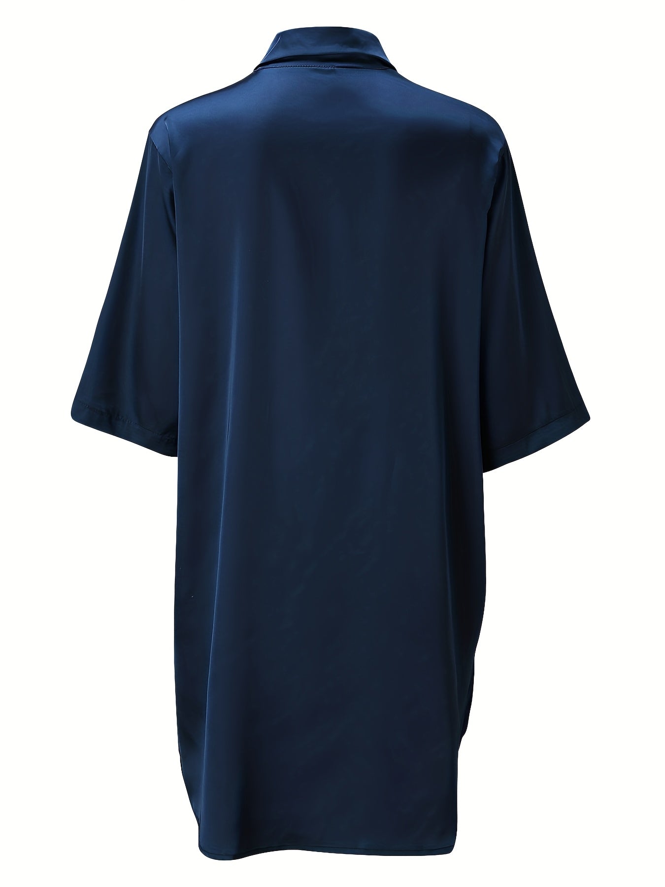 European And American Solid Color Sexy Shirt for Women Comfortable And Smooth Home Wear Long Pajamas