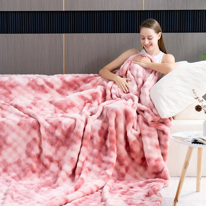 Soft Cozy Faux Rabbit Fur Blanket Versatile Home Warm Throw for Nap Air Conditioning Kids' Blankets Office Outdoor Camping Travel Pet All Season Machine Washable Ideal Christmas Gift