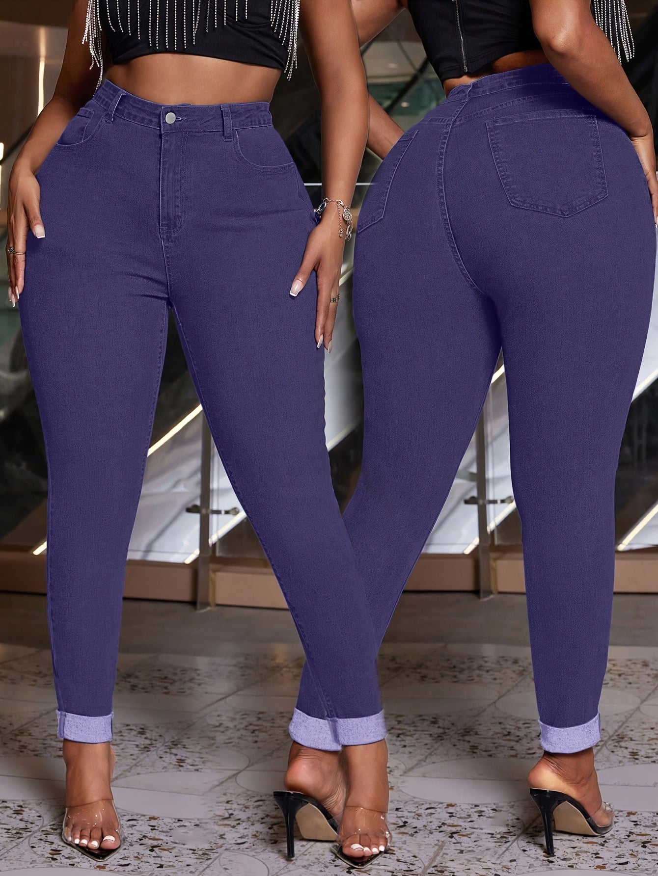 Butt - Lifting! Women's Plus Size High - Waisted Cuffed Jeans