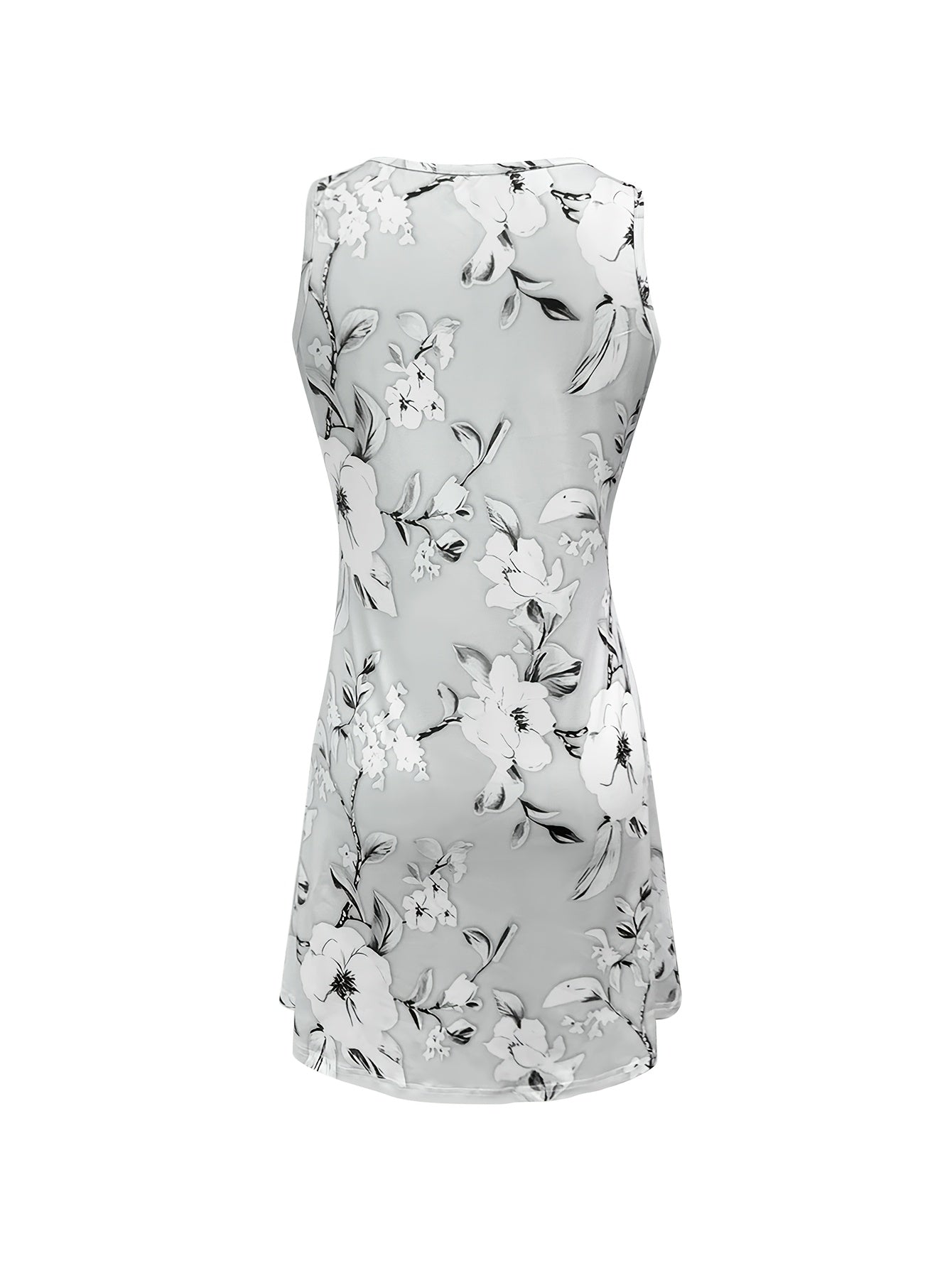 Floral-Printed V-Neck Sleeveless Dress for Spring And Autumn