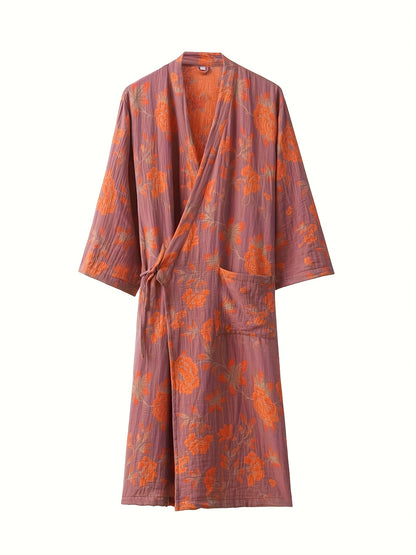 A Fashionable Thin Bathrobe, Plain Weave Gauze Bathrobe, Pure Fabric, Wearable Bath Towel, Quick Drying And Absorbent, Swimming, Bathing, Beach Vacation, Adult Plus Size Gauze Nightgown, Can Be Worn Externally.