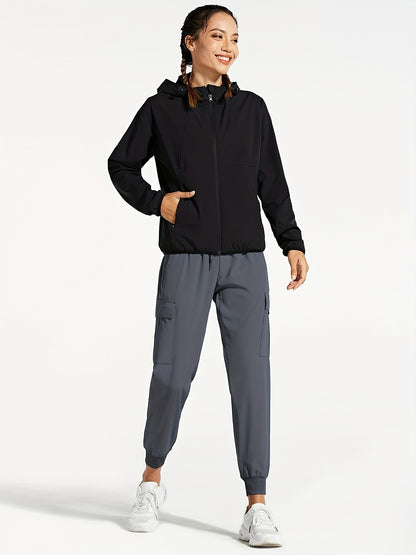 Women'S Cargo Joggers Hiking Pants Lightweight Quick Dry Camping 50+ Zippered Pockets
