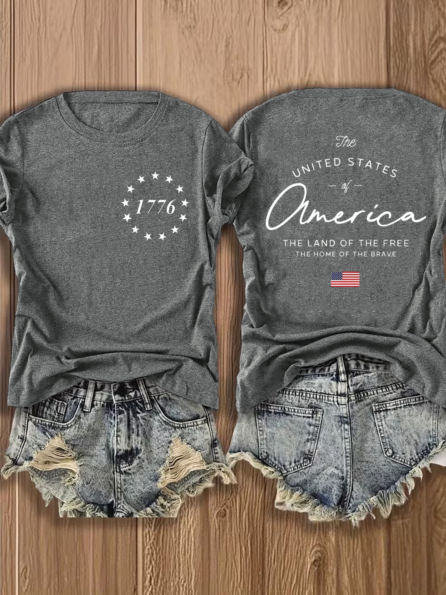 Women' US Flag T-Shirt with 1776 Design & American Symbols - Breathable Short Sleeve Top, Casual Streetwear Blouse-Compatible for - Wear Suitable for Fall Outfits, 4th of, Casual Attire, Machine Washable Non-