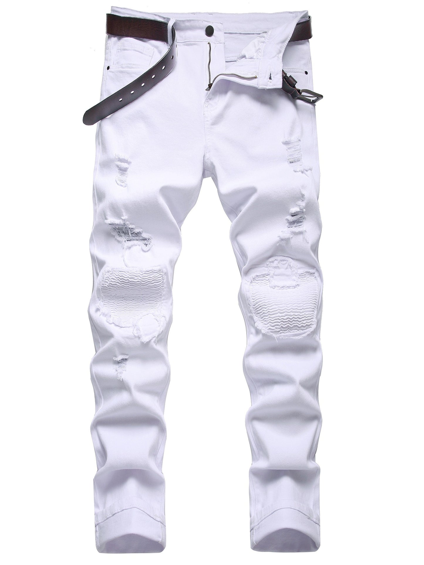 Casual Trend Jeans for Men in White with a Slim Fit And Ripped Design