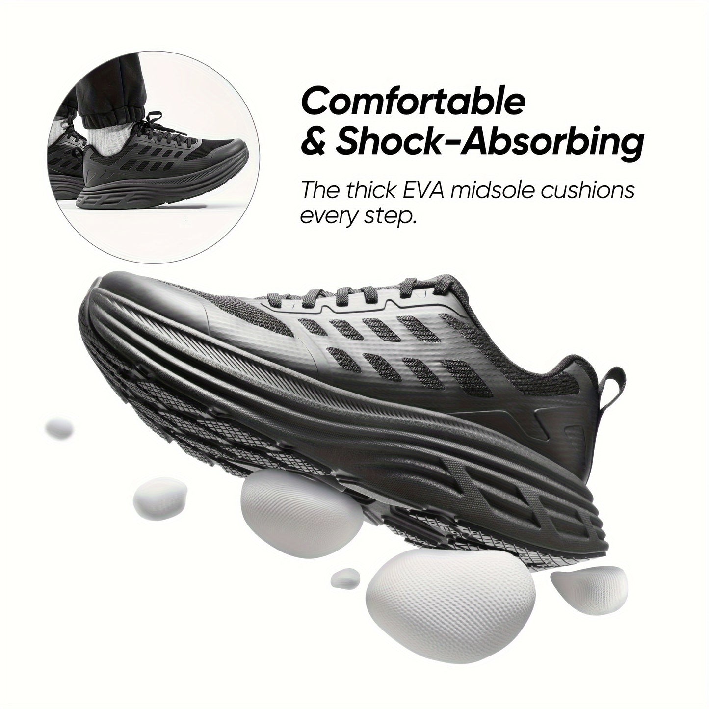 Men's Comfortable Walking Running Tennis Shoes Lightweight Breathable Non-Slip Athletic Gym Workout Jogging Cushioning Sneakers Casual Wear