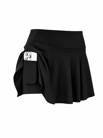 4pcs Women's Athletic Skorts Fake 2pcs Skirt Pants Elegant High Waist Skirt Summer Korean Style with Pockets Breathable Slim Fit Yoga Skirt Built-in Shorts Anti-Exposure Running Fitness Tennis Sports Skirt Gift for Wife Family Friends