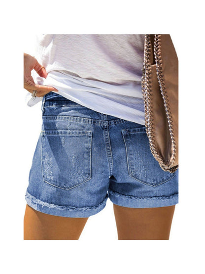 Womens Daisy Embroidered Distressed Denim Shorts Blue Leopard Print Patchwork Ripped Jean Shorts Mid Rise Frayed Hem Casual Summer Hot Pants for Beach Vacation Music Festival Boho Streetwear Chic Denim Cut Offs