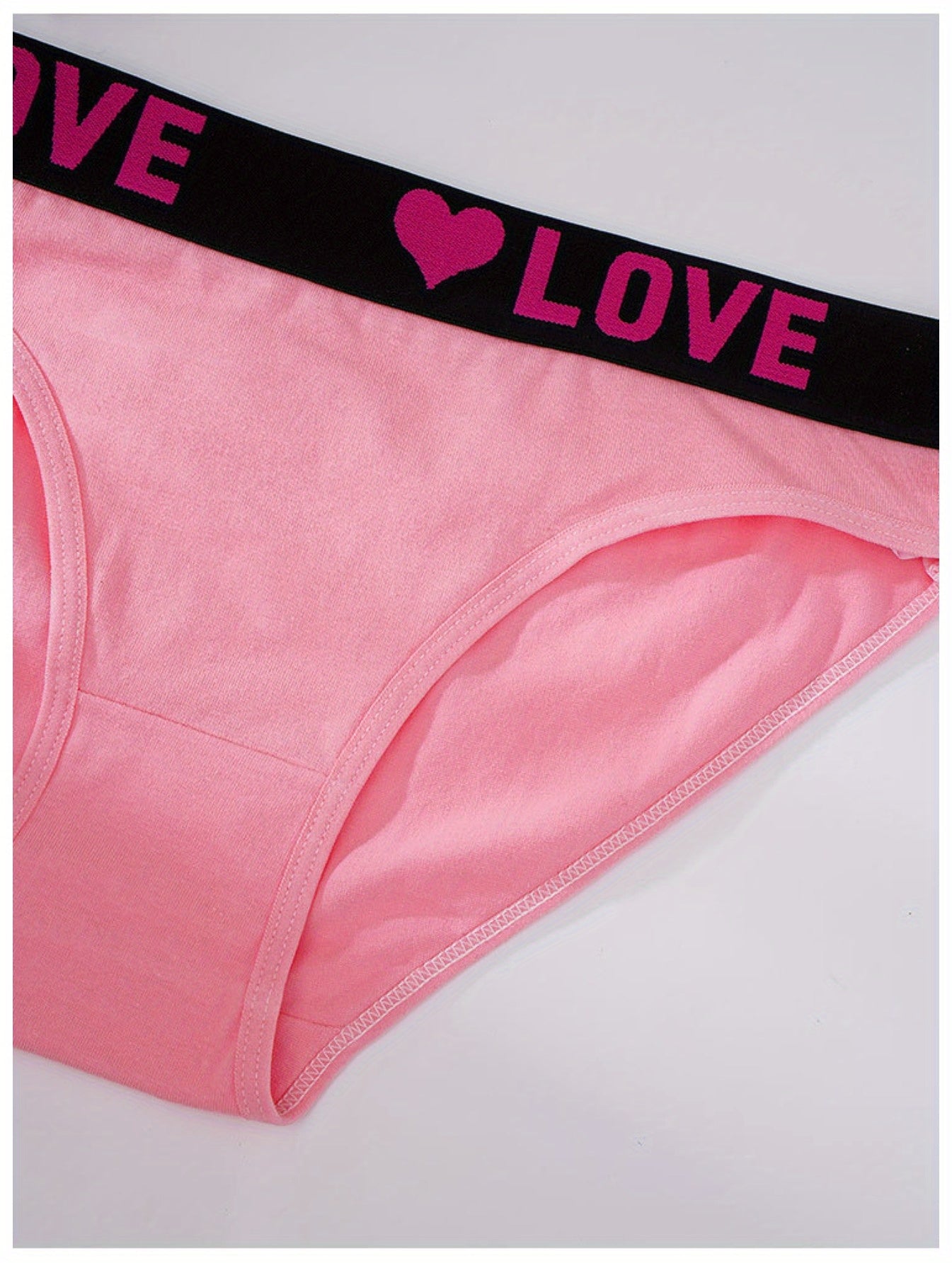 6pcs Seamless Women'S Underwear, Simple Letter Love Pattern, Comfortable Stretch Fabric Lingerie in Red, Black, Blue, Pink, Green, Beige