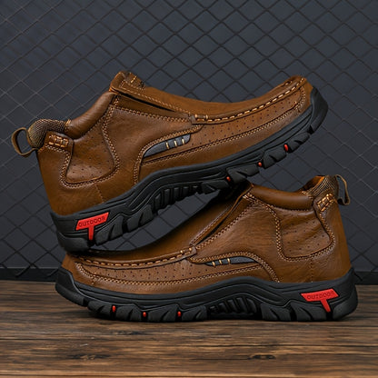 [Hand-Stitched] LDECK Men's Mid-Top Casual Hiking Boots - Slip-Resistant, Comfortable & Versatile for All Seasons, Men's Boots, Warm, Anti Slip, Hiking, Boots for Men,