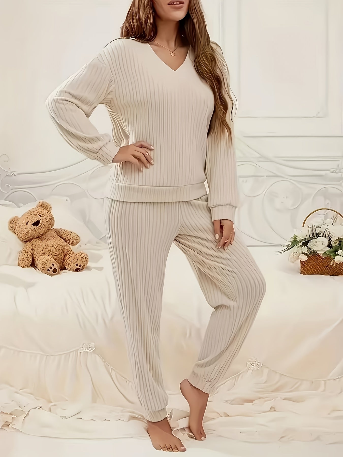 Women'S Loungewear Set, Top with Long Pants. Women'S Apparel, Women'S Summer Clothing, Women'S Summer Outfits, Women'S Popular Outfits, Women'S Set, Women'S Two-Piece Outside Twopiece Set Women'S Autumn Two-Piece Set Women'S Clothing