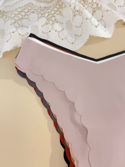 20pcs Set Of Seamless Brazilian Pants with Seamless Solid Color Wavy Edge V-neck, Fashionable And Elegant Skin Friendly Breathable Underwear, Suitable for Daily Commuting, Women's Underwear And Underwear