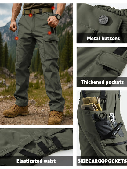Men's Heavy-Duty Tactical Winter Pants - Thickened Insulated Work Pants with Multi-Pocket Design, MOLLE System Compatible for Hiking, Hunting, Construction - All-Season Outdoor Pants, Winter Work Pants for Men, Mens Winter Pants, Baggy Snow Pants