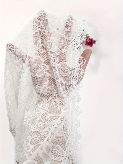 Women's Elegant Lace Cardigan - Semi-Sheer Floral Wedding shawl, Lightweight Bridal Shawl for Bridesmaids, Half-Sleeve Open Front Closure, Formal Party Wrap in, Perfect for Weddings, Proms, Galas - Bridal Party Accessory, Semitransparent Fabric, Prom Acce