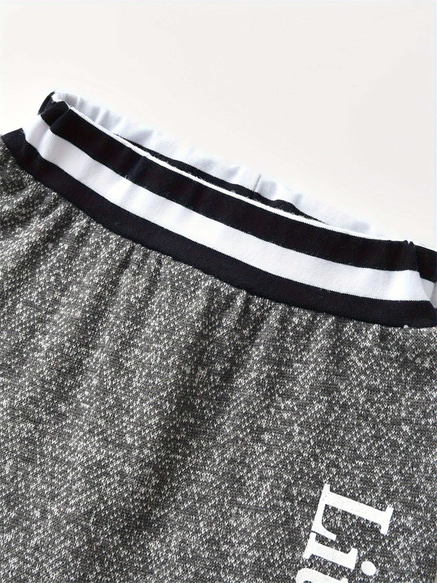 KuKitty Baby Boy 2pcs Hooded Bodysuit & Pants Set - Striped Letter Print "Ain't No Mama Like The One I Got" & "Little for Man Mama" Outfit, Soft Warm Winter Clothes, Machine Washable Boywear (Gray/White), Perfect for Outdoor