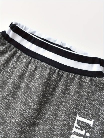 KuKitty Baby Boy 2pcs Hooded Bodysuit & Pants Set - Striped Letter Print "Ain't No Mama Like The One I Got" & "Little for Man Mama" Outfit, Soft Warm Winter Clothes, Machine Washable Boywear (Gray/White), Perfect for Outdoor