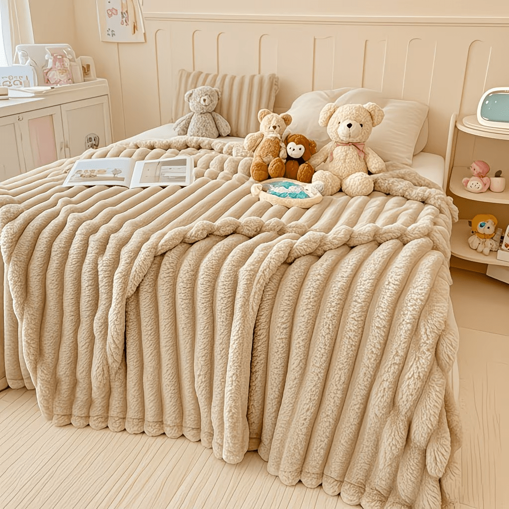 Luxury Plush Imitation Rabbit Fur Blanket - Ultra-Soft, Lightweight, Material Safety Kids Blanket, Multi-Color, Ideal for Bedcouch, Travel, Camping, Homegoods, Cozyvibes, Room, Best Gifts for Easter Sunday And Mother'S Day