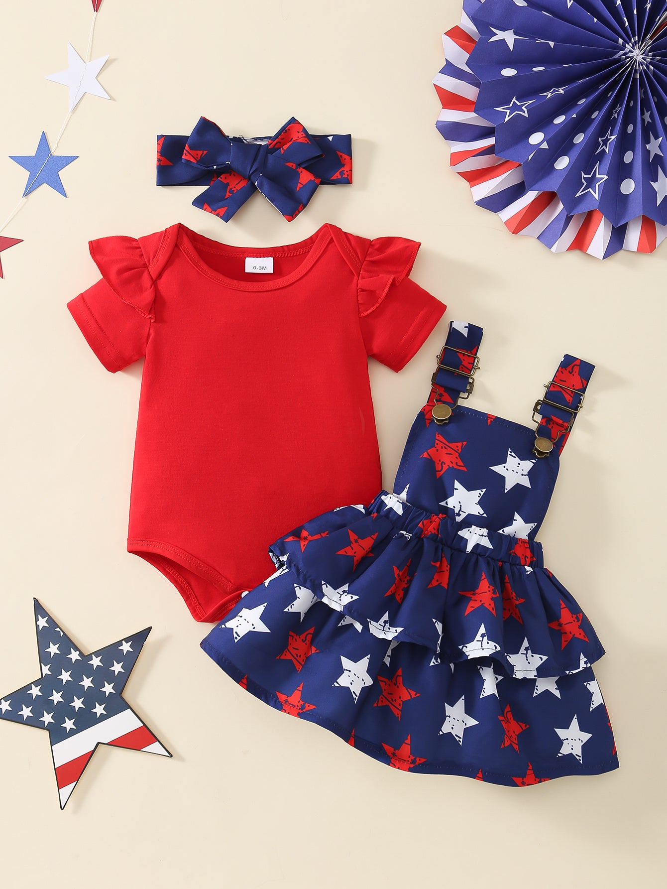 Girl Baby 4th of July Independence Day Outfit; Baby Girl Onesie and Romper Set Holiday Limited Edition, as a Gift, Perfect for Outdoor