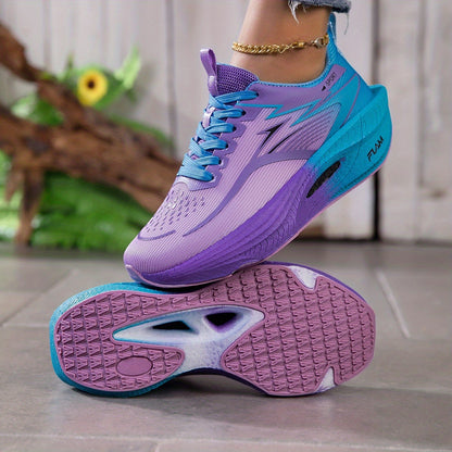 [Sneakers] New Women'S Fashionable Carbon Plate Running Shoes, Woven And Offset Printed Uppers, with MD And Rubber Soles, Featuring Cushioning, Rebound, Breathability, And Slip Resistance, Suitable for Daily Running, Racing, Training