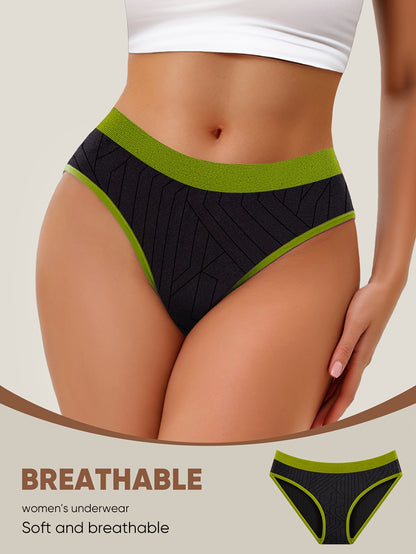 10pcs Contrast Binding Briefs, Hot Comfy & Breathable Intimates Panties, Women's Lingerie & Underwear