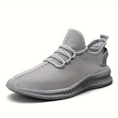 Men's Lightweight Low Top Sports Shoes - Solid Color, Rubber Sole, Fabric Upper & Insole | Breathable & Comfortable | Versatile Casual Design