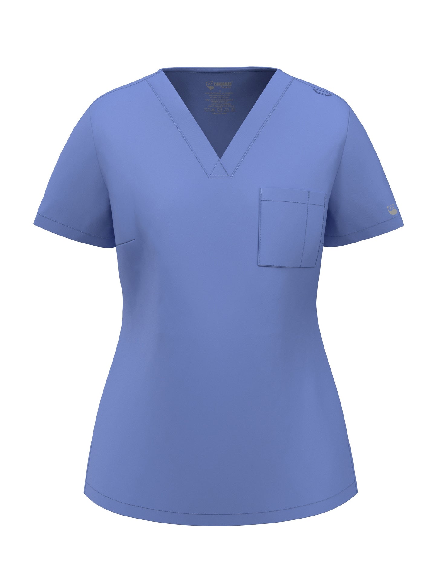 Women's Scrub Pants Set, Elastic Breathable Polyester Spandex Blend, V-Neck Short Sleeve with Pocket, Solid Color, for Work