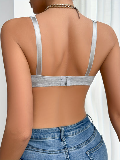 Women's Soft Push-Up Bra with Underwire Support - Non-Removable Lift Pads & Boning Suitable for Daily Wear, Light Gray Full Coverage Bra for,, Errands | Hand Washable Underwire Chest Strap