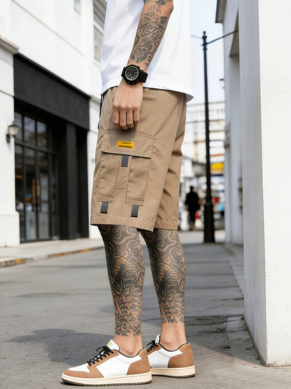 3pcs Men's Cargo Shorts with Multi-Pocket & Drawstring Waist - Lightweight Loose-Fit Shorts Suitable for Outdoor,, Streetwear, Casual Wear - Summer Shorts with Utility Belt for Daily Use and Gift Choice