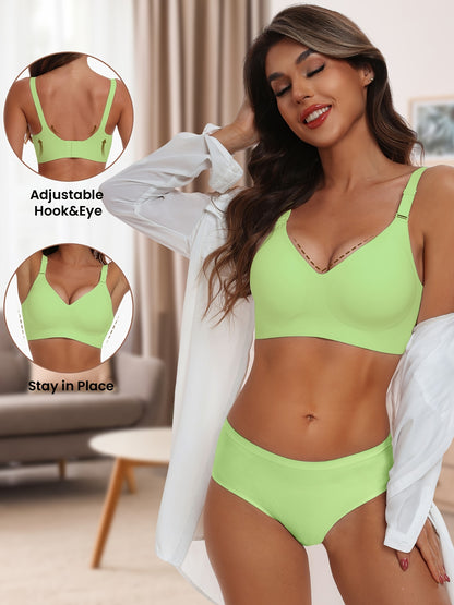 Seamless Wireless Push-Up Bra-V Neck Design, Comfortable, Supportive Intimate Apparel for Women
