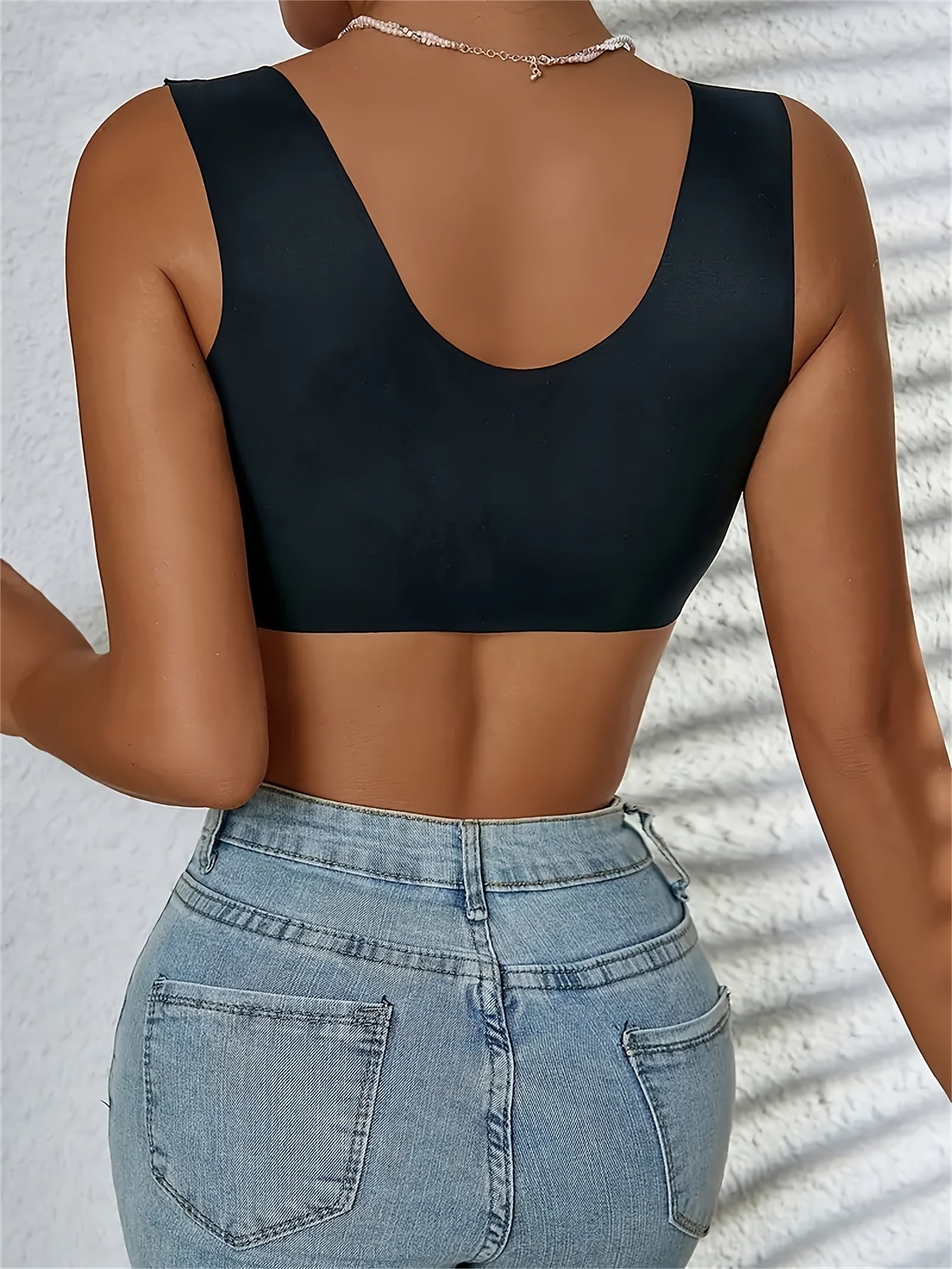 6pcs Plus Size Lace Front Closure Wireless Tank Bra, Women'S Sexy Comfy Push Up Bra, Easy Solid Floral Lace Front Buckle Bras, Breathable Wireless T Shirt Bra, Elegant Front Closure Lace Nursing Bra, Large Underwear Set
