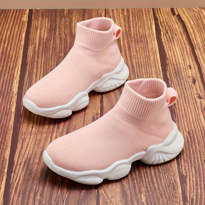 2025 Spring And Autumn Season New High Top Socks And Shoes For Boys And Girls' Daily Wear, Convenient, Fast, Comfortable, Soft And Breathable Inside, Suitable For Campus Life And Running