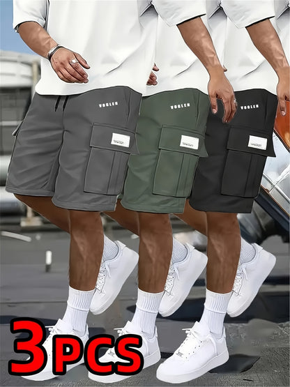 3pcs Set - Men's Shorts, Casual Loose Shorts, Perfect Choice, Large Pocket Workwear Shorts, Summer Workwear Shorts Men's Five Quarter Pants Ins Trendy Straight Leg Casual Five Quarter Shorts Couple Basketball Pants