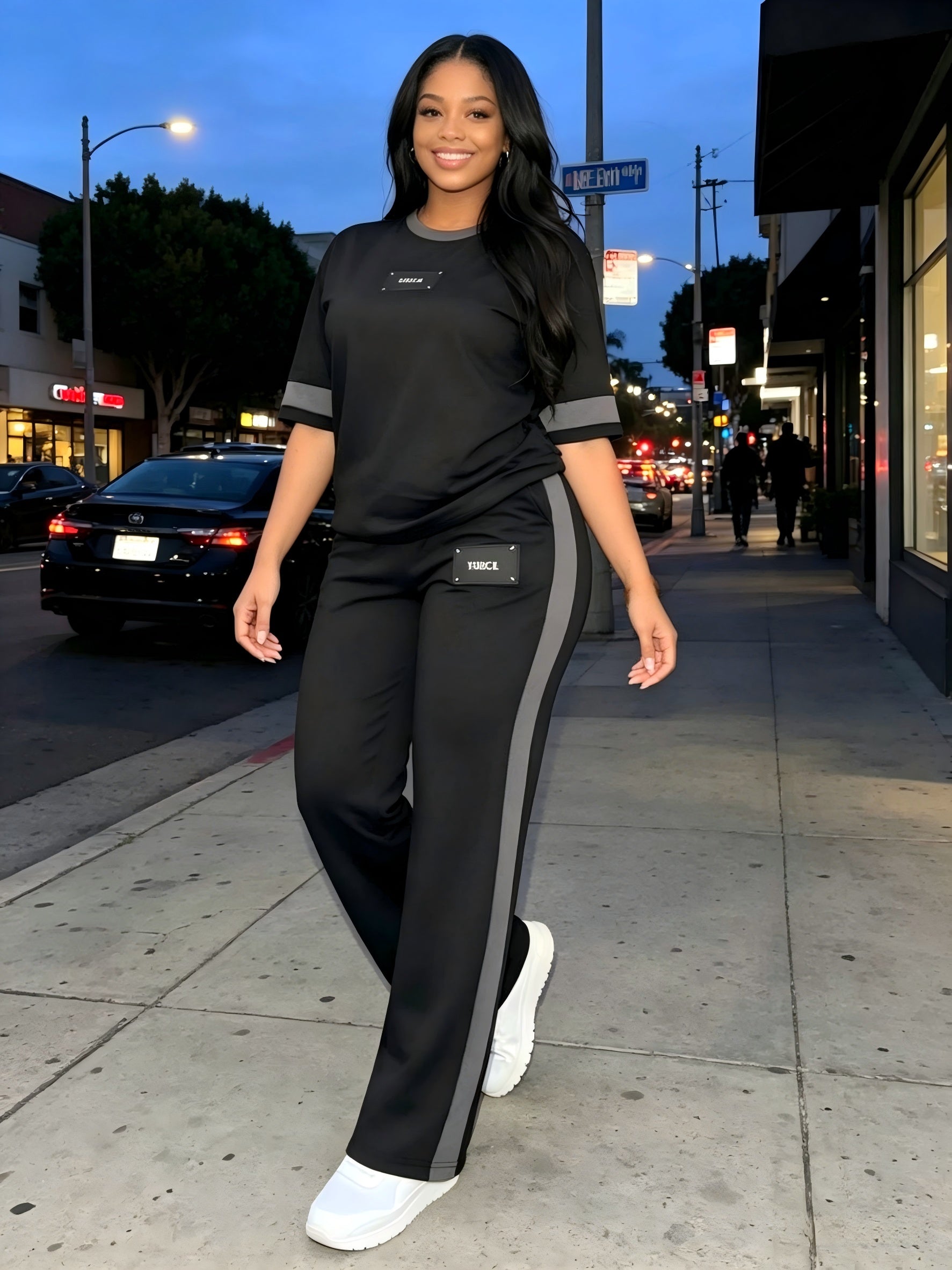Women's Slate Grey High-Waist Slim-Fit Wide-Leg Pants - product view 33