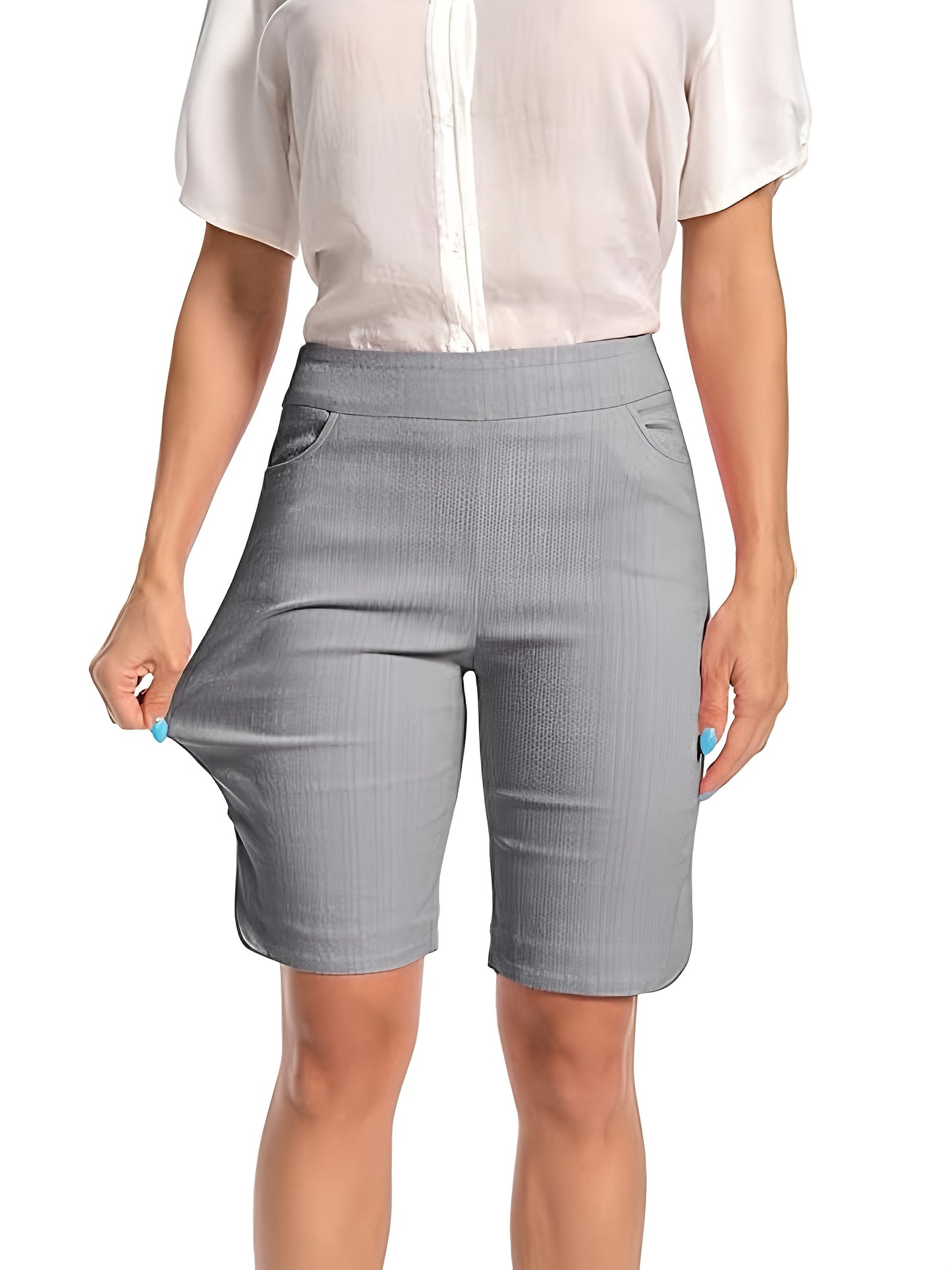 Women'S Tulip Hem Pull on Work Shorts Super Stretchy, Casual Dress Style with Front Pockets