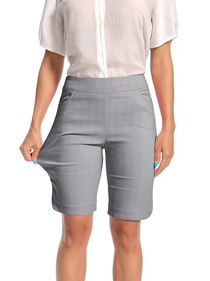 Women'S Tulip Hem Pull on Work Shorts Super Stretchy, Casual Dress Style with Front Pockets