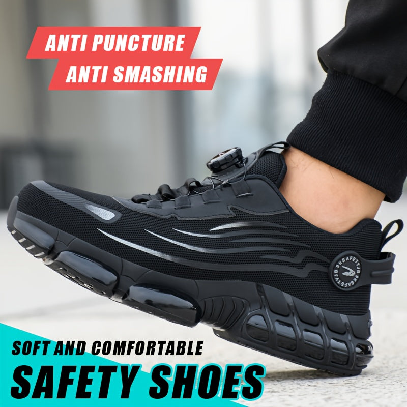 Men's Breathable Work Shoes - Durable Safety Shoes Suitable for Industrial and Casual Wear with Reflective Stripes