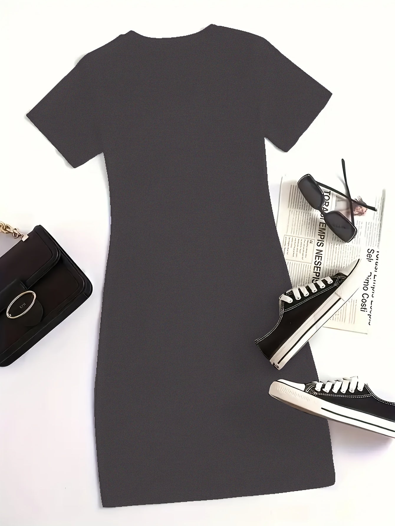 Lip Print Dress, Overseas Heat Transfer, with Pockets, Women'S Fashion
