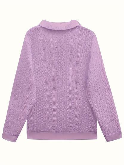[Autumn Winter Solid Color Sweatshirt] New Fashionable And Elegant Autumn And Winter Solid Color Zipper Pocket Turnover Collar Women's Long Sleeve Sweatshirt