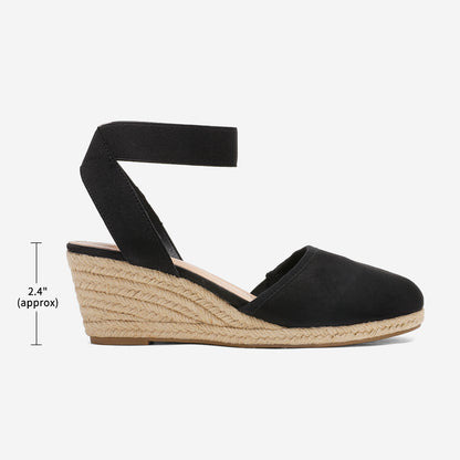Women's Elastic Ankle Strap Espadrilles Wedge Sandals Summer Wedge Sandals Elastic Ankle Strap Espadrilles Platform Closed Toe High Heel Stretch Textile Bridal Shoes