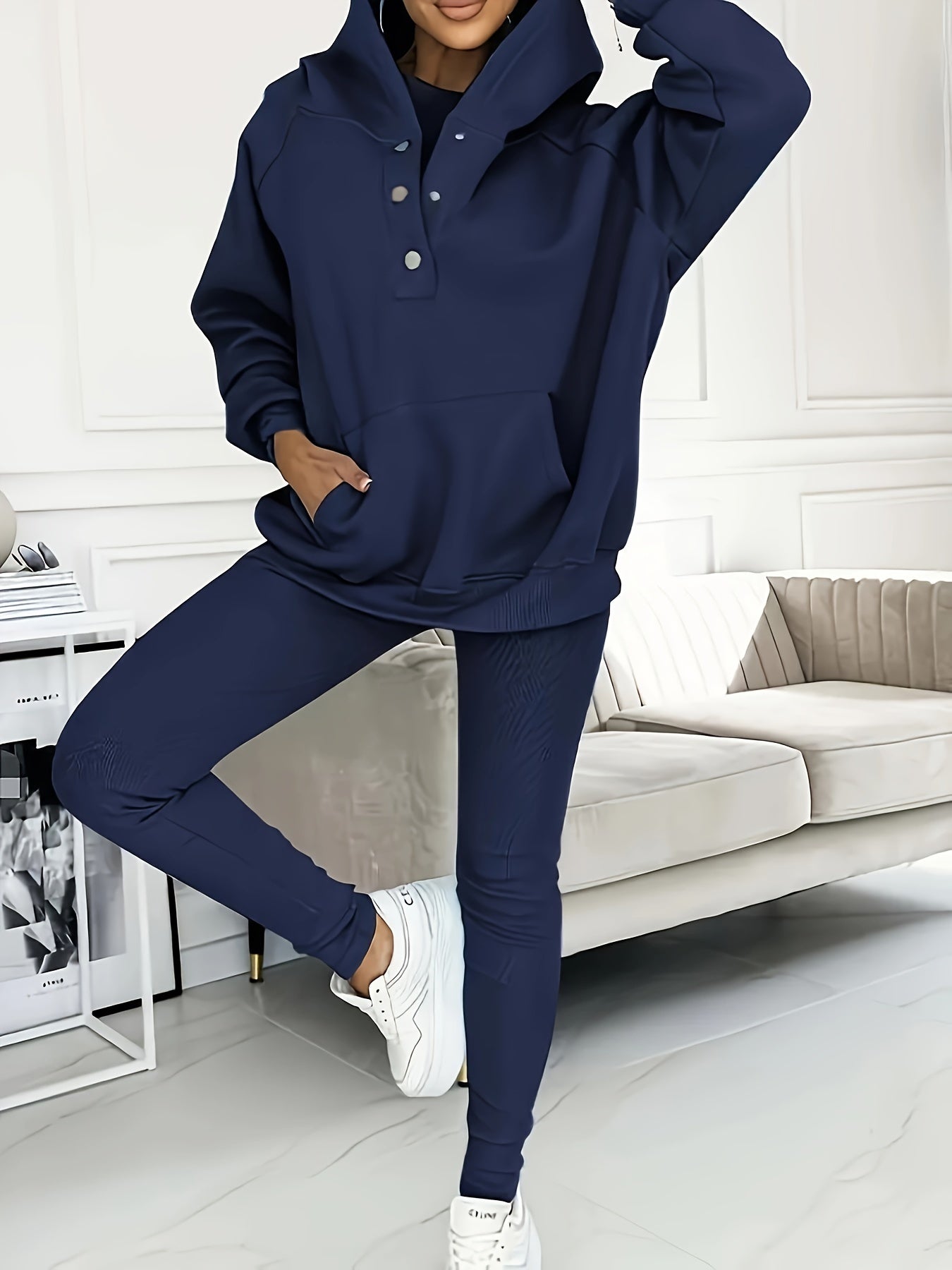 Women'S Spring And Autumn Sportswear Hoodie Slim Pants Two-Piece Set