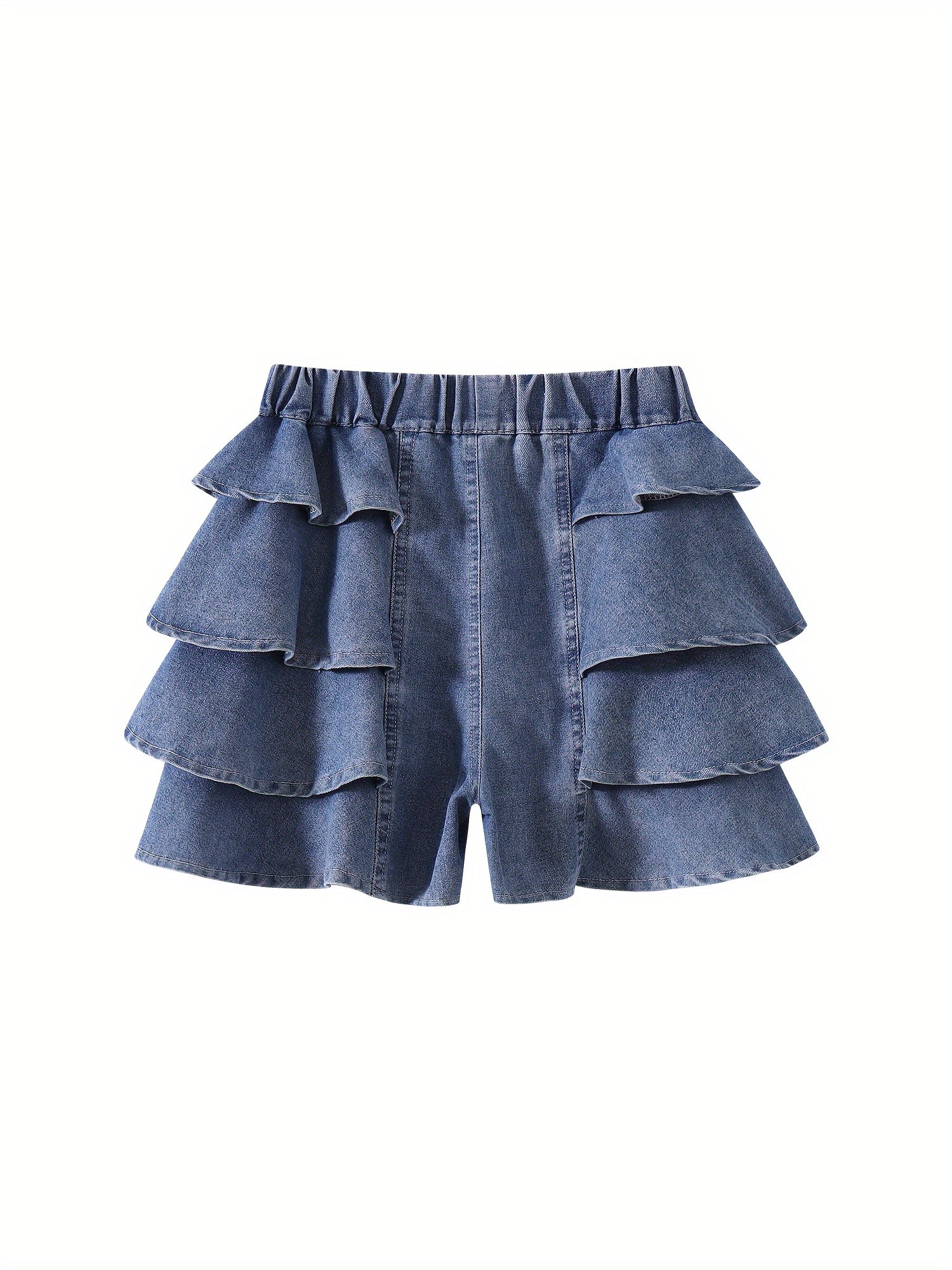 Girls' Blue Cotton Ruffle Shorts - product view 8