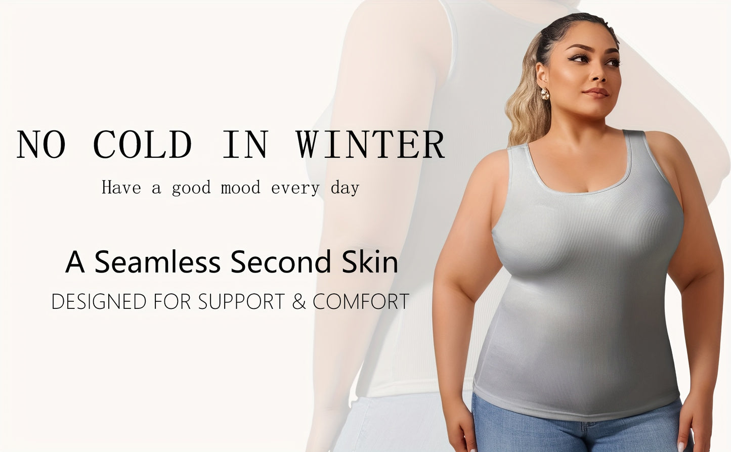 Plus Size - Directional Development Vest Big U Beauty Back 2-In-1 Comes with Coasters Pit Ribbed Base Vest to Wear Outside