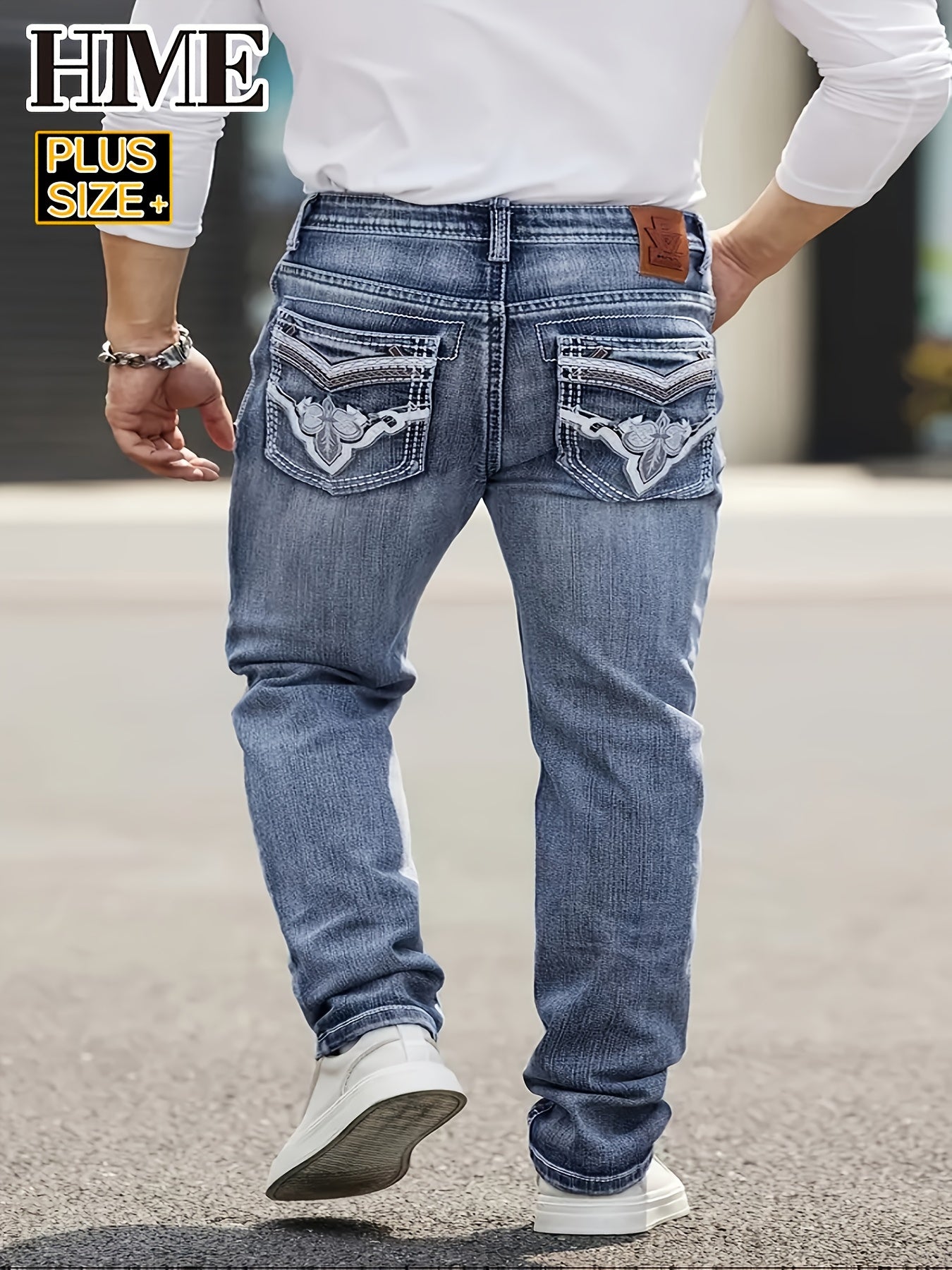 Larger Size Men's Jeans XL-6XL Business Casual Versatile Slim Straight Pants Classic Retro Style High Waist And Big Stretch Trendy And Comfortable Outdoor Travel Trousers Extra Large Size, PLUS SIZE