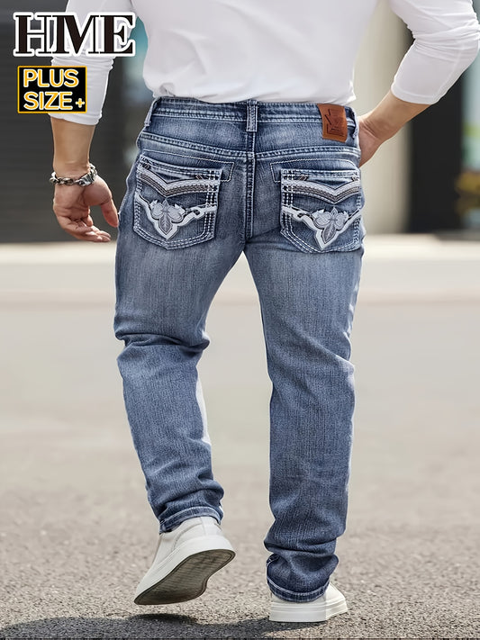 Larger Size Men's Jeans XL-6XL Business Casual Versatile Slim Straight Pants Classic Retro Style High Waist And Big Stretch Trendy And Comfortable Outdoor Travel Trousers Extra Large Size, PLUS SIZE