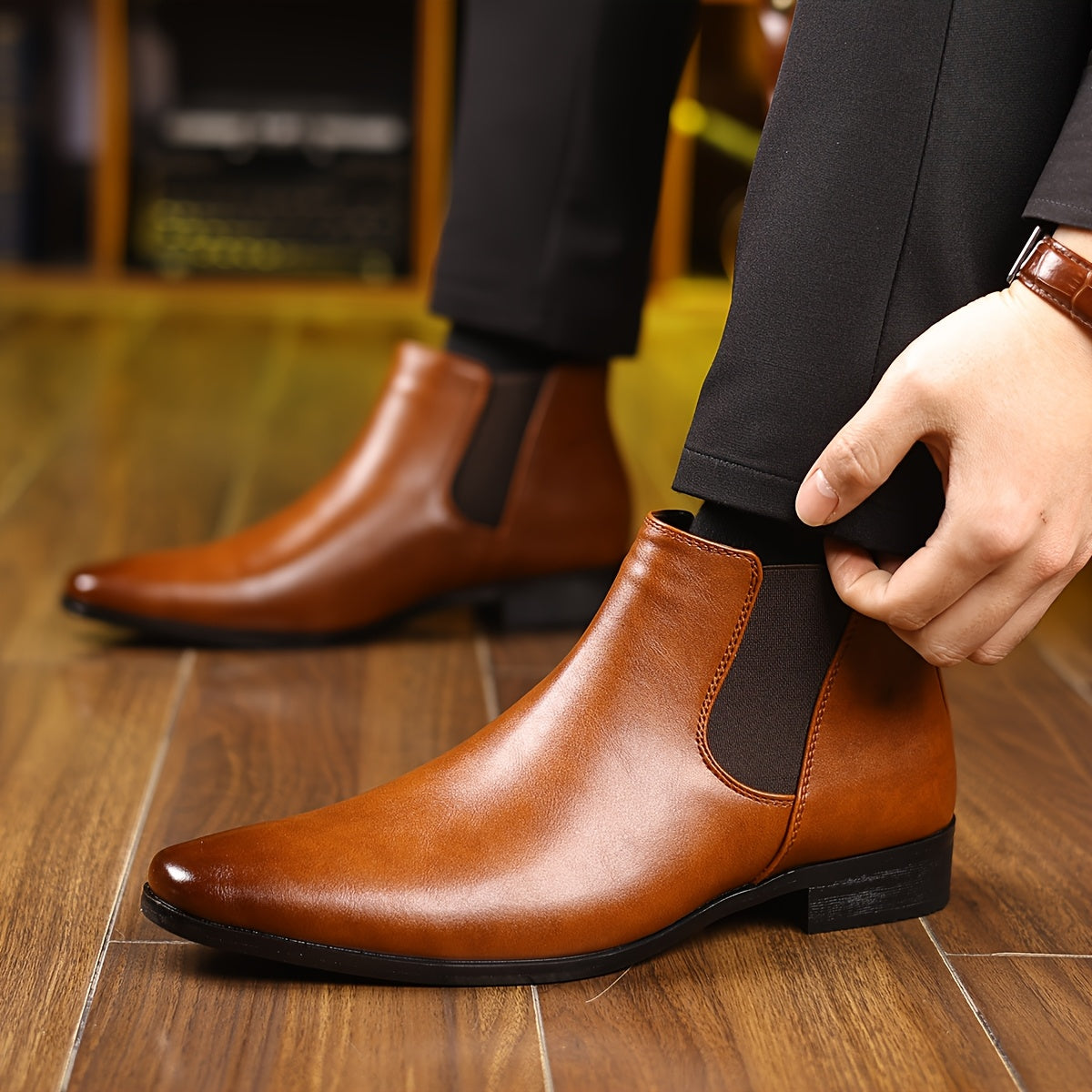 2207-1 Men'S Fashion Chelsea Boots, Non-Slip Side Zipper Ankle Boots, Suitable for Outdoor Walking, Spring And Autumn