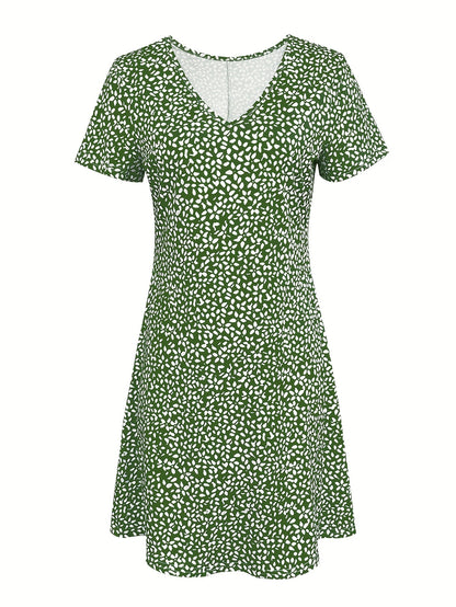 Women's Spring And Summer Printed Mom Style Casual Vacation Beach Versatile Dress