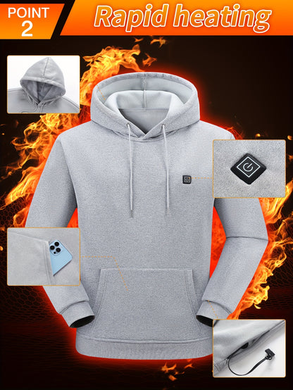 Heated Hoodie for Men Electric Heating Sweatshirt, Winter Thermal Pullover Sweater(Battery Not Inculded)