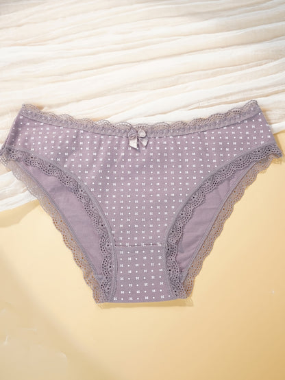 5pcs Women'S Underwear - Soft Breathable Low-Rise Briefs with Contrast Lace Trim, Seamless & Non- Restrictive Design, Light -Friendly Fabric for Everyday &, Comfortable & Stylish Lingerie, Underwear For Women, Underwear For Women High Quality