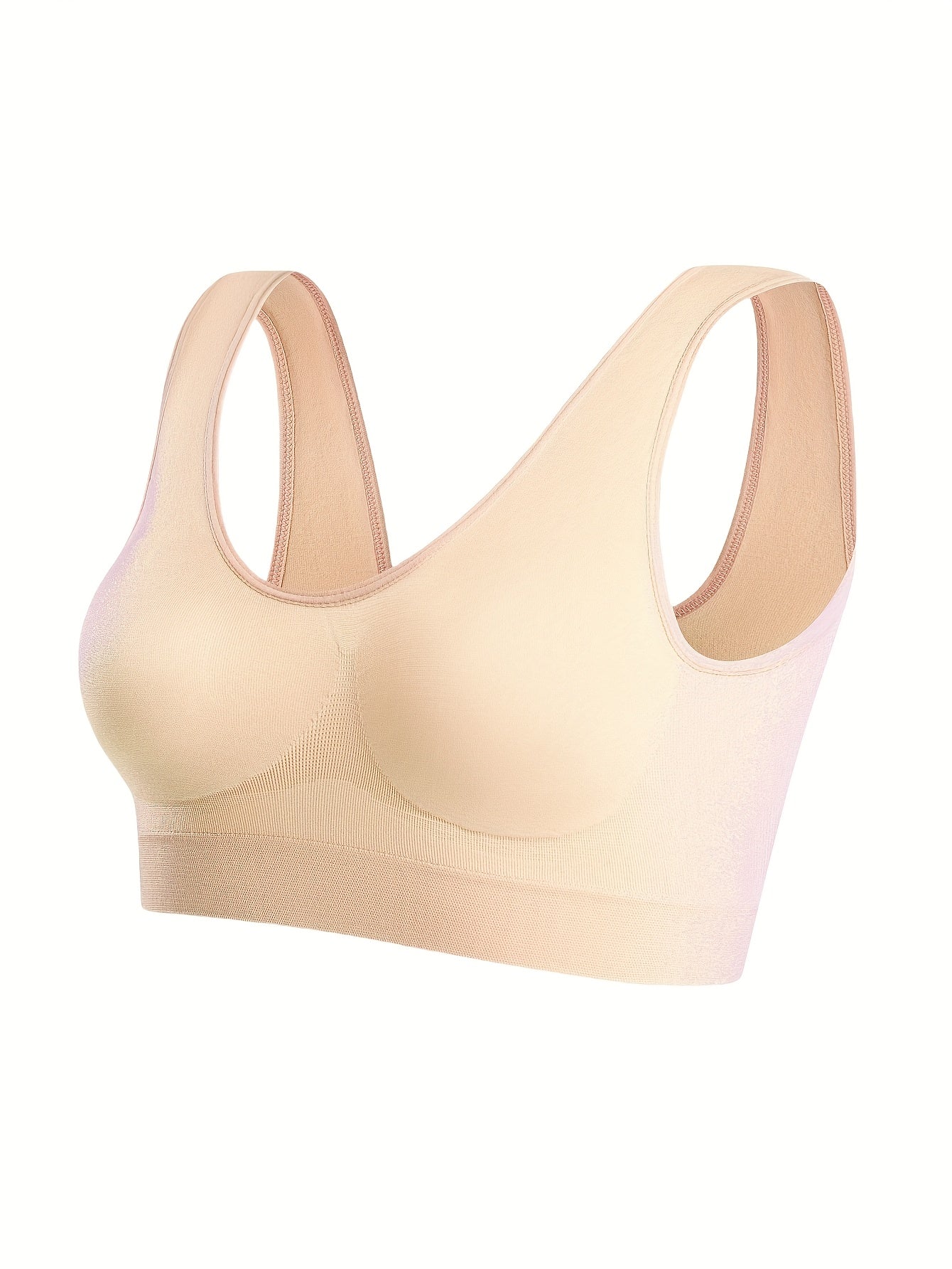 3pcs Women's Seamless Comfort Sports Bras - Thin Single-Layer No Padding Ribbed Nylon Vest Style, Elastic Breathable Backless Design for Gym, Yoga & Casual Wear (Black, White, Beige), Gym Workout Accessories, Smooth Texture Finish, Activewear Essentials,
